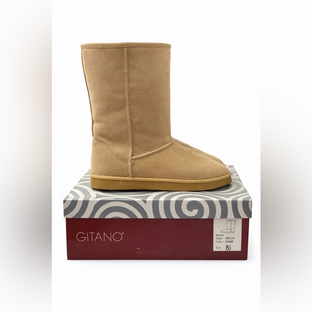 Gitano Milky Mid-Calf Winter Boots • Sand • Size 8.5 • Faux Suede Cozy Boots
